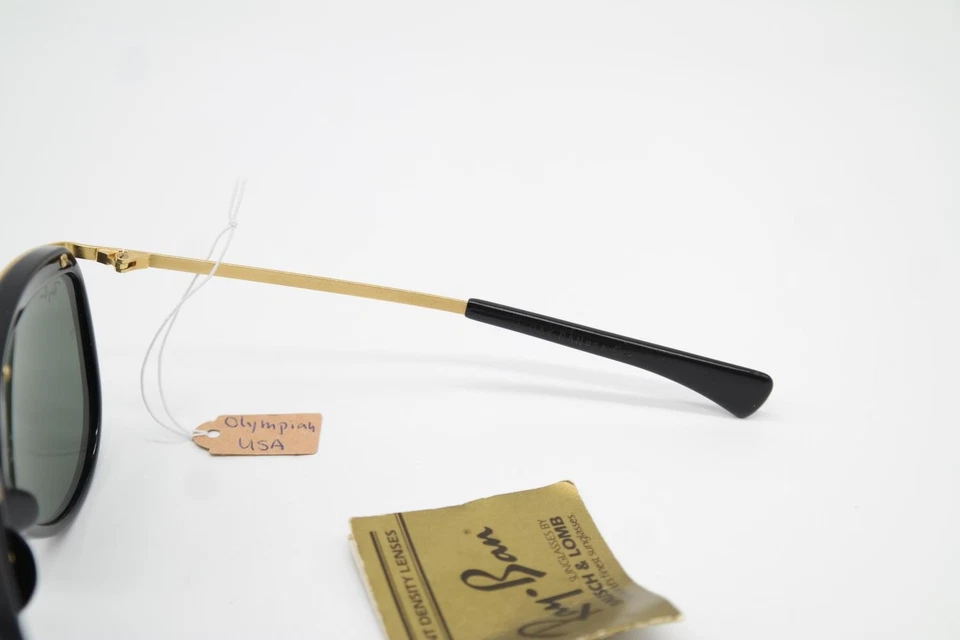 Lunettes De Soleil Vintage Ray Ban Olympian USA B+L Noires Et Dorées Ovales - Photo 4/4