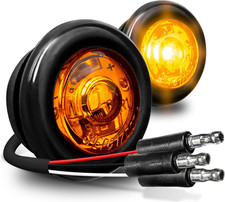 TRUE MODS 2Pc 3/4" Inch round Amber Trailer 12V LED Marker Light [3 Wire/Drl & T