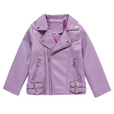 Kids Faux Leather Biker Jacket Motorcycle Style Lapel Coat 3 16 Years