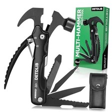 Fathers Day Dad Gifts for Dad,12-in-1 Multitool Hammer, Black Multi Hammer