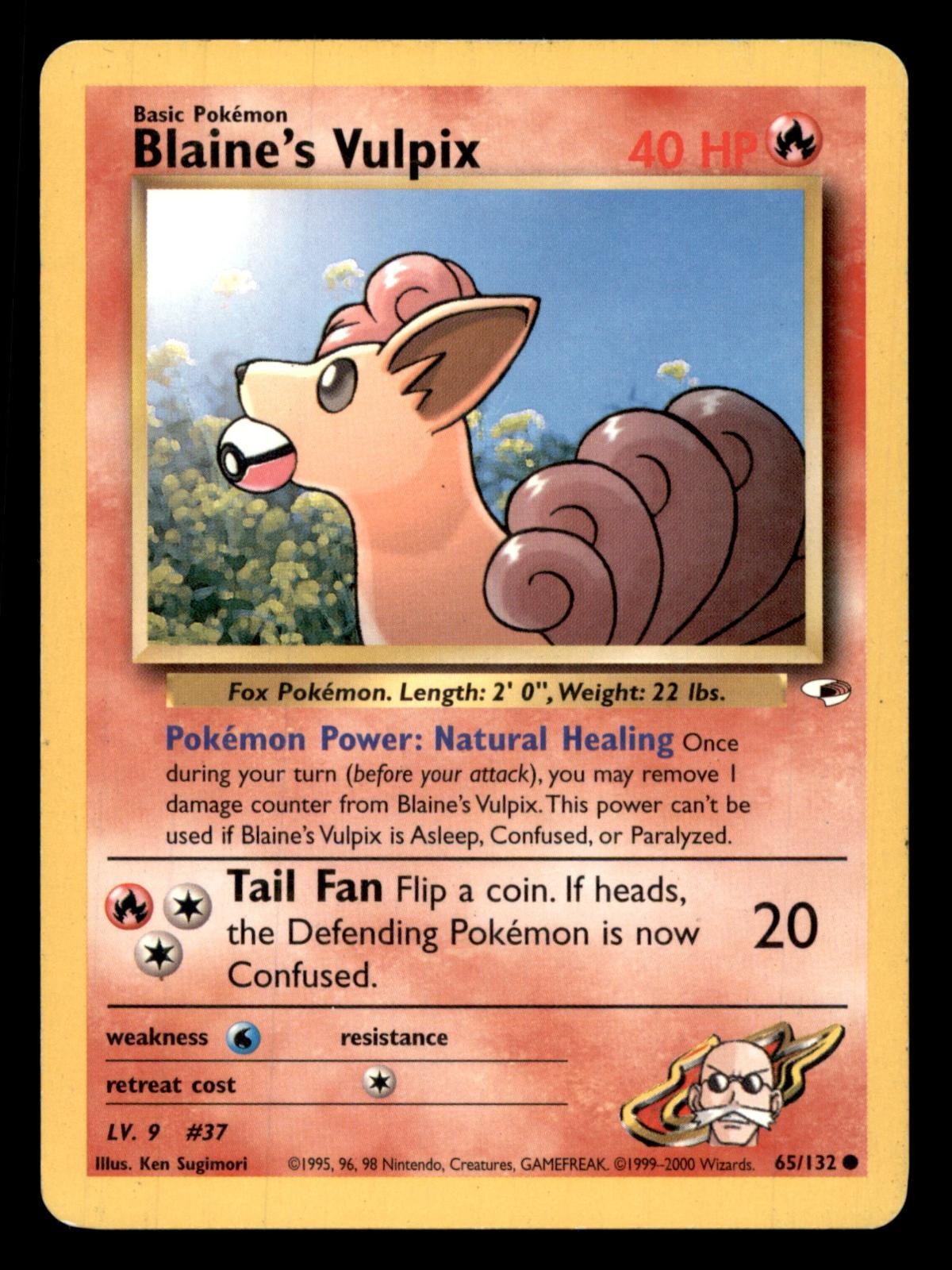 Blaine's Vulpix 65/132 Common Gym Heroes Pokemon Unlimited Moderately Played