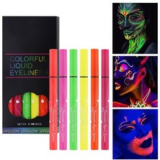 6PCS/1Set Fluorescent Liquid Eyeliner Halloween Festival Makeup Glow Eyeliner