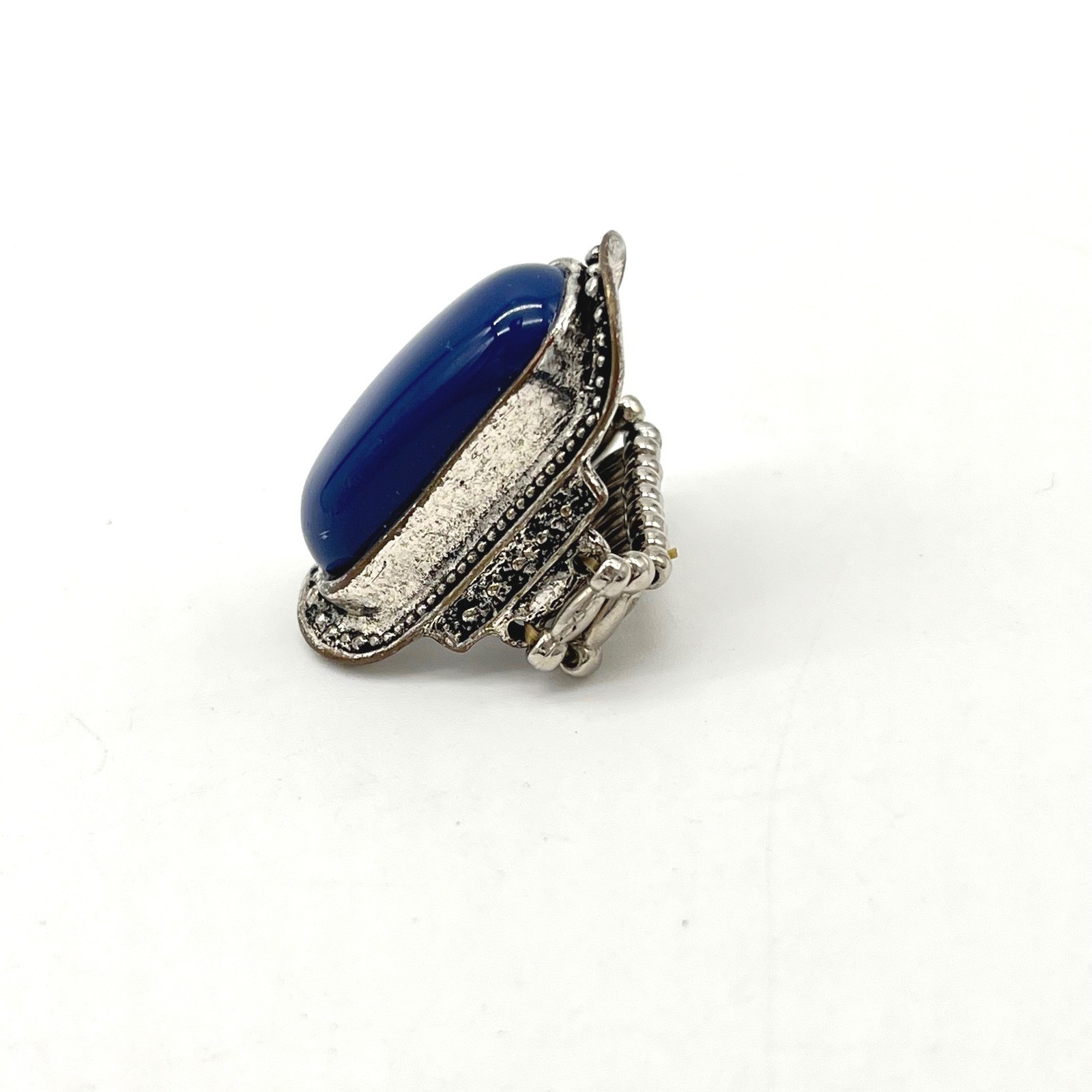 Blue Stone Statement Ring Silver Tone Costume Jew… - image 2