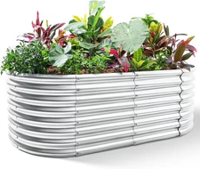 Land Guard 24“ Tall Galvanized Raised Garden Bed Kit, Galvanized Planter Garden 