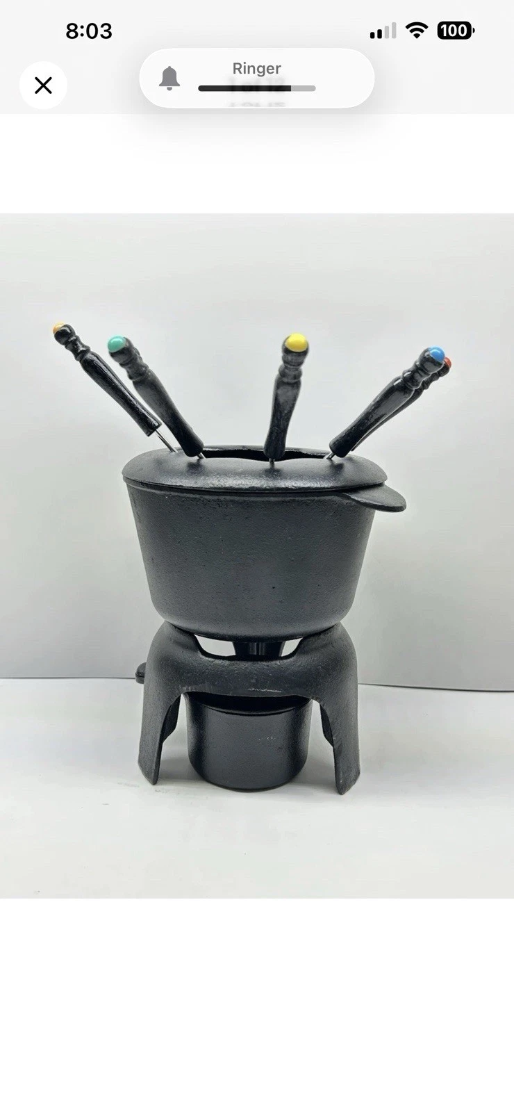 DANSK Fondue Set Cast Iron Pot & Stand With 6 Stainless Forks New In Box
Opens in a new window or ta
