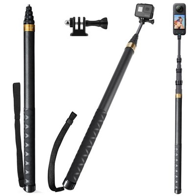 3M 9,8 Fuß Kohlefaser unsichtbarer Selfie Stick für Insta 360 X5 X4 X3 DJI Gold 