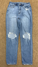 American Eagle Jeans Womens 4 Relaxed Curvy Mom High Rise Distressed Y2K Denim