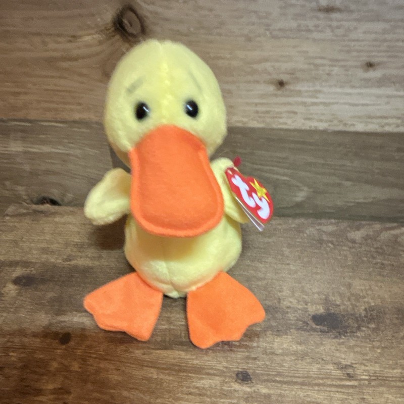 Ty Beanie Babies Quackers Yellow Duck Plush Beanbag, Vintage 1994 w/ Hang Tag
