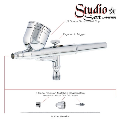 New 6 DUAL-ACTION AIRBRUSH SET-Gravity Siphon Side Feed - Picture 4 of 5