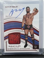 Austin Theory Logo Auto Patch Relic WWE Autograph WWF Auto Immaculate Red 6/25