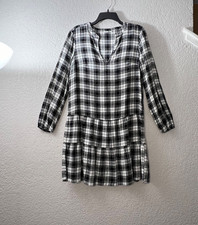 NWT GAP Black White Plaid Long sleeve Casual Classic Checkered Trendy Dress S