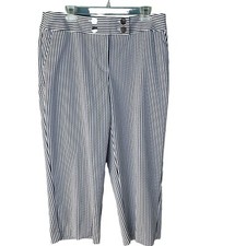NWT  89 Chicos Sailor Navy White Stripe Sailor Hardware Crop Pants Sz 2