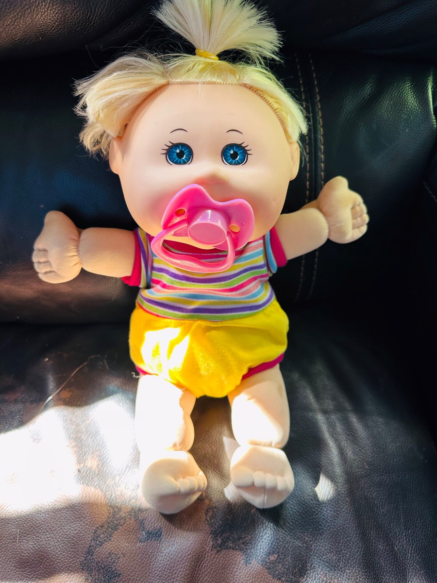 Cabbage Patch Kid Doll 2012 Blonde Pigtail Green Eyes Pacifier 13” Jakks  NICE