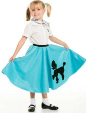Youth Poodle Skirt Turquoise with Scarf with Musical note printed Scarf