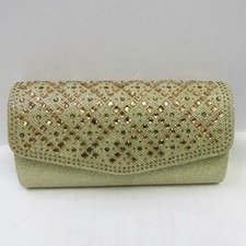 Gold Rhinestone Evening Clutch Bag Sparkle Purse Bridal Wedding Prom 01893
