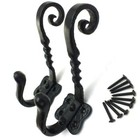 COAT HANGER PEGS Hooks 2x Hat Cloakroom Metal Large Black Twist Antique Scarves