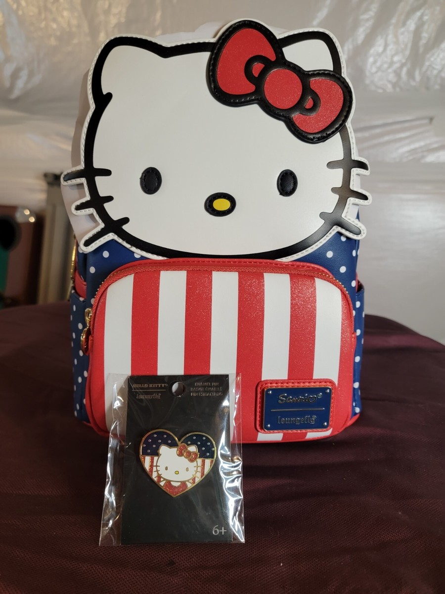 Loungefly Mini Backpack Hello Kitty Red White And Blue With  display picture 2