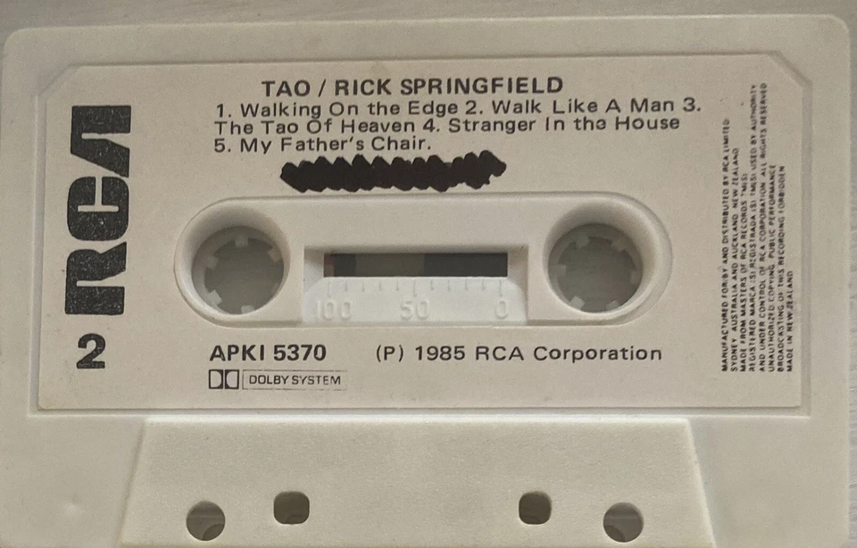 Rick Springfield Tao New Zealand Cassette - Image 4 of 4