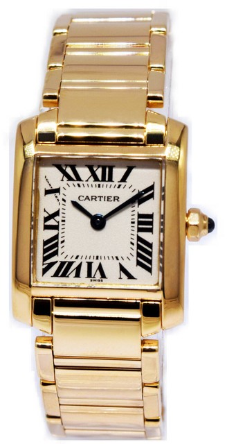 Cartier Tank Francaise 18k Yellow Gold Silver Dial Ladies Quartz Watch 1820 For Sale Online