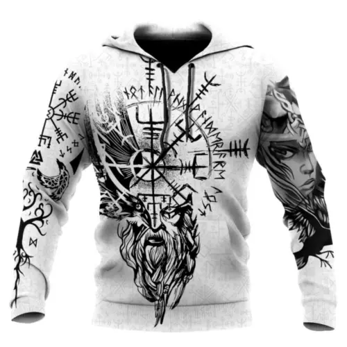 Herren Grafik Hoodie Wikinger Sweatshirt Oberteil Street Style Mode cool nordisches Design - Bild 13 von 36
