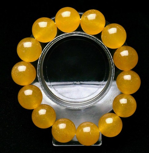 Natural 14mm Yellow Topaz Round Gemstone Beads Stretchy Bracelet 7.5" AAA+ - Picture 11 of 12