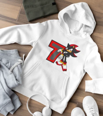 HATTREE Felpa con cappuccio Sonic Shadow Hedgehog festa età personalizzata compleanno bio bambini