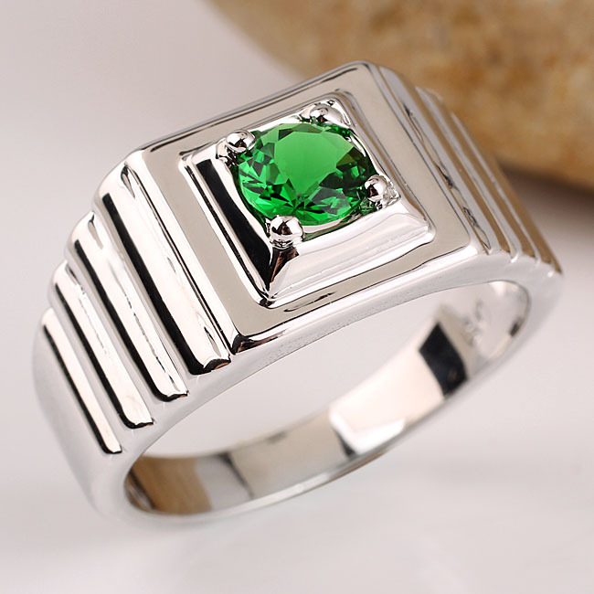 925 Sterling Silver Men Ring 5.5mm Stone Classic Finger Jewelry