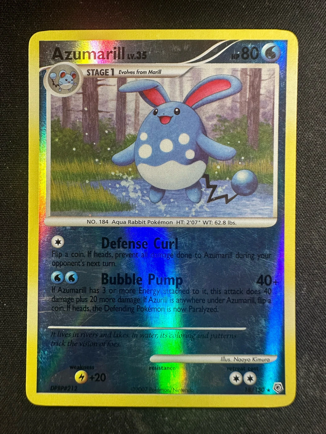 Pokemon TCG 18/130 Azumarill Diamond & Pearl Reverse Holo LP