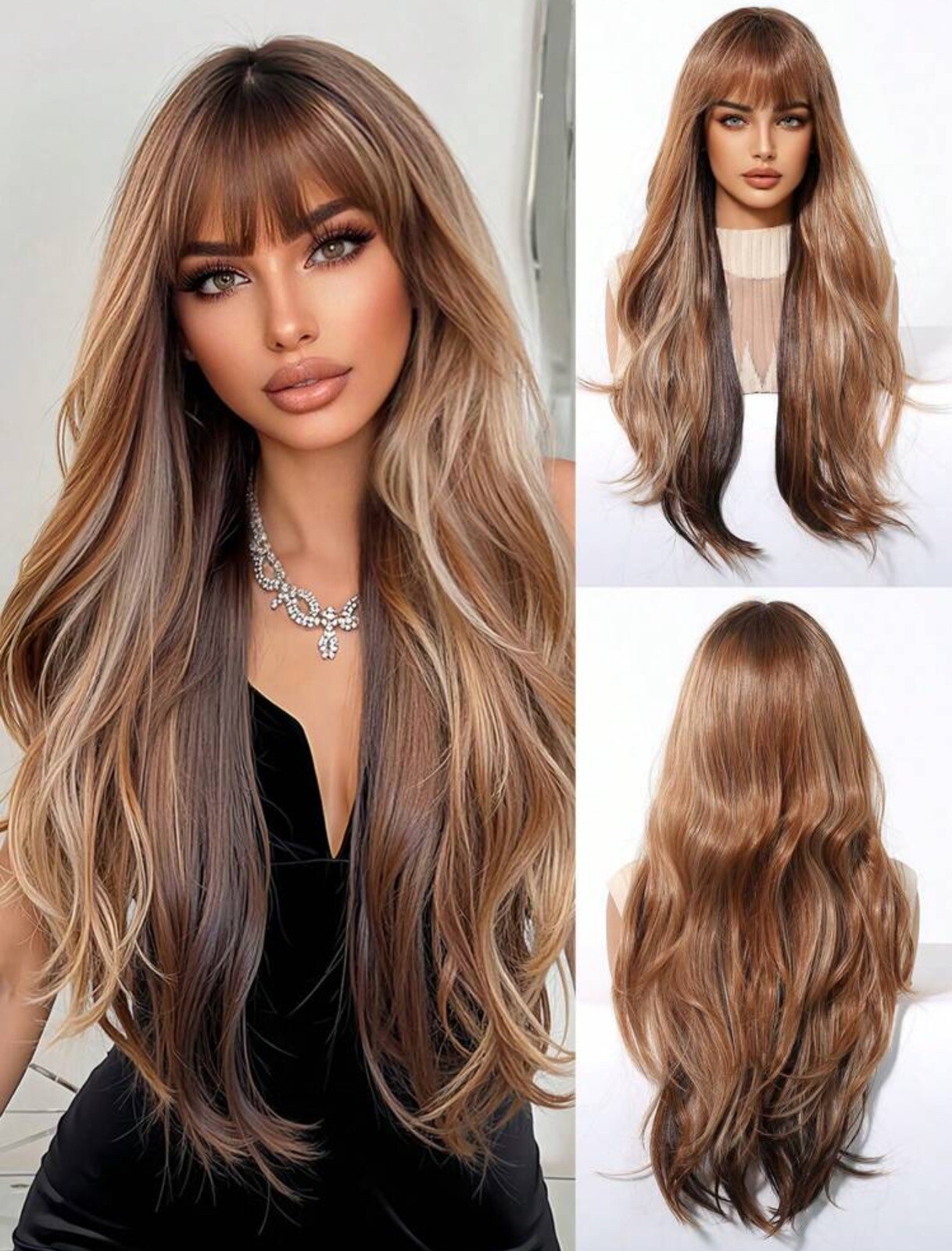 Perruque bouclée brune clair longue synthétique idéale pour vos soirées - 2