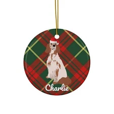 Irish Red and White Setter Ornament Gift Personalized Mom Dad Christmas Tree 