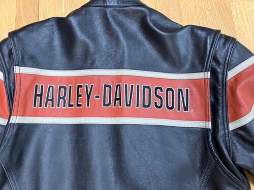Giacca pelle GENIUNE Harley Davidson uomo VICTORY LANE #1 corsa MEDIA - Foto 3 di 11