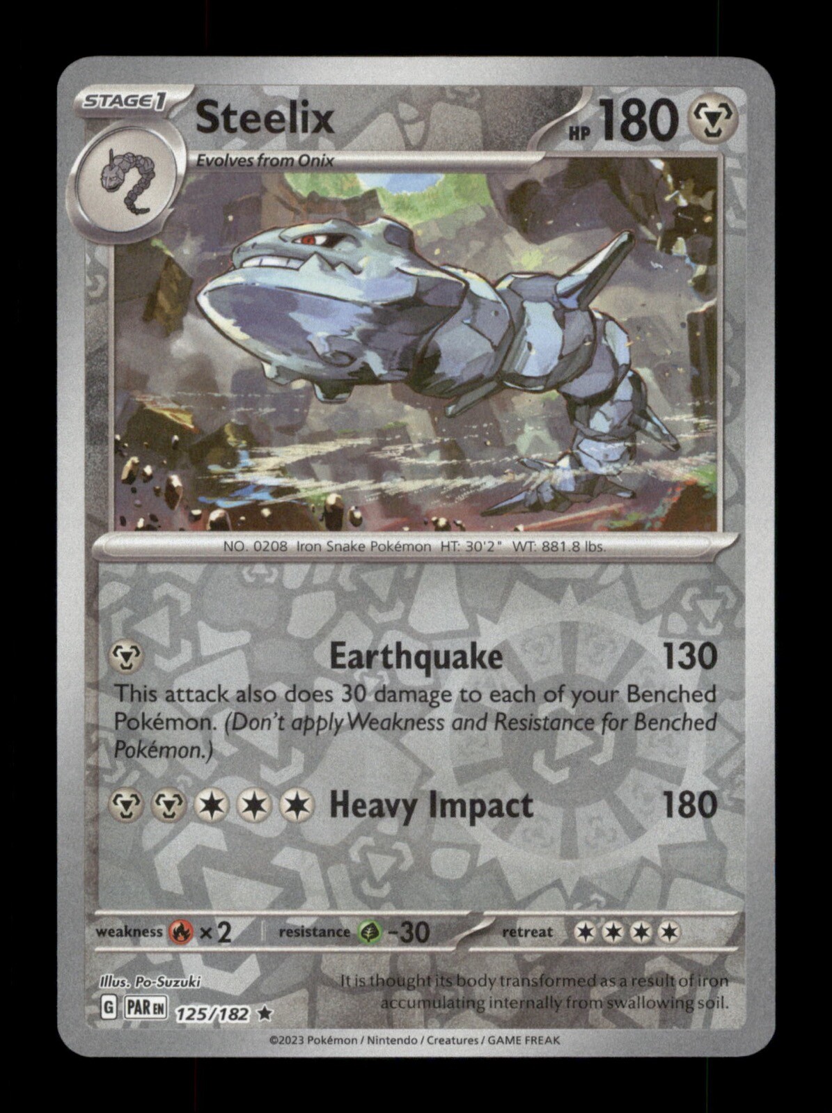 Steelix 125/182 Holo 2023  Pokemon Trading Card TCG 