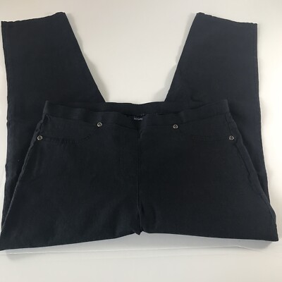 Basic Editions Womens Pants Sz Medium Blue Elastic Waist Straight Leg Crop Slack