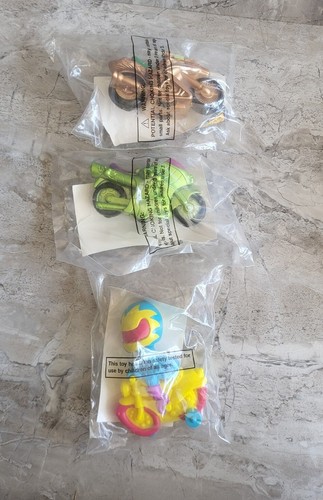(3) Wendys CYBER CYCLES Motorcycles - GOLD GREEN YELLOW/BLUE/PINK - New NOS