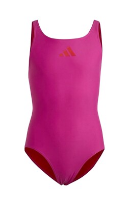 Adidas Girls Athletic Swimsuit Racerback One-piece Fuchsia/Scarlet Size XL