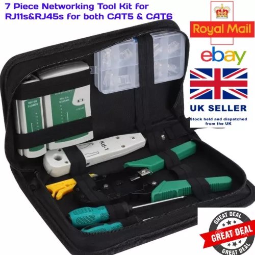 RJ45 Ethernet Network Cat7/6/5 Cable Tester Crimper Stripper Cutter Tool Kit Set