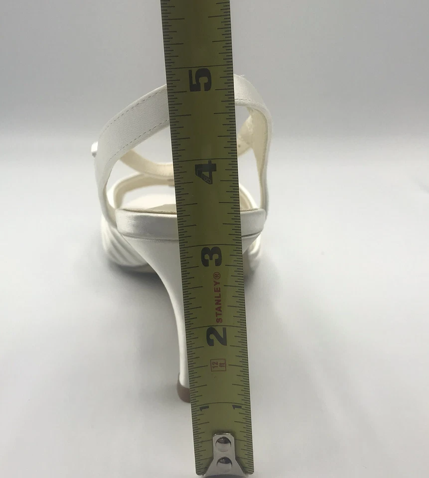 Coloriffics Tori Women's Dyeable Shoes White Satin Sandal Heels Rhinestone - Image 3 of 4