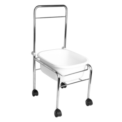 PEDICURE TRAY ON WHEELS CHROME Pediküre Rollwagen WEISS