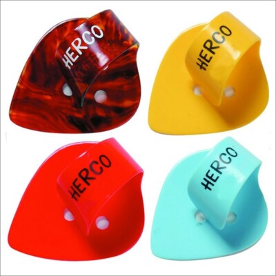 Jim Dunlop Herco flache Daumen Plektren - Packung mit 4 Plektren mit einer Auswahl von 4 Stärken