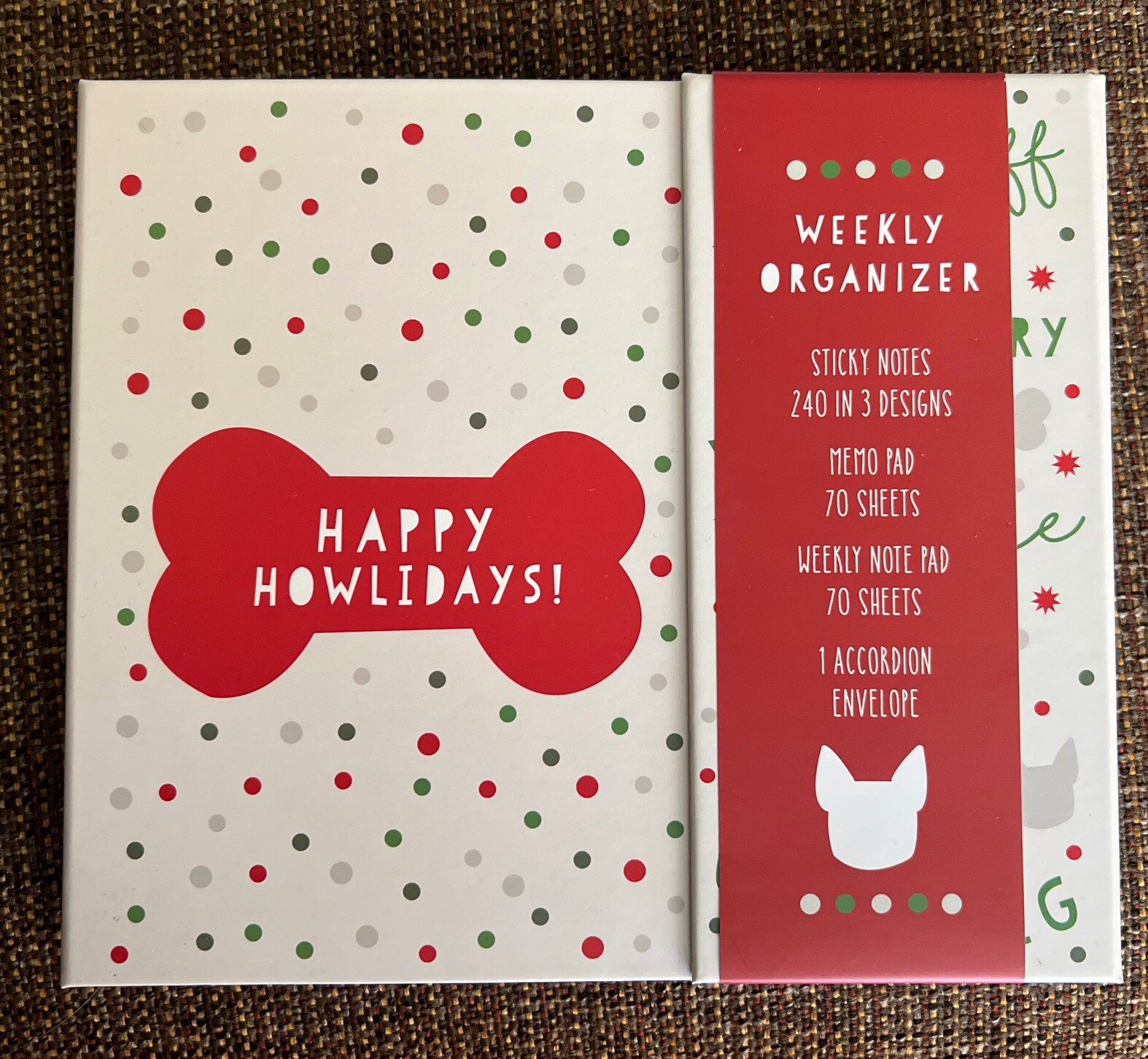 NEW Happy Howlidays Weekly Organizer Dog Lover Sticky Notes Memo Pad Christmas-image