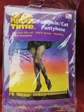 Pumpkin Time one size fits all Pumpkin cat Ghost pantyhose Kmart NOS Halloween