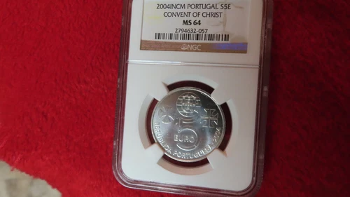 2004 Portugal Convent of Christ Silver 5 Euro NGC MS64 european silver coin