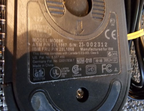 IBM MO09K 28L1867 28L1868 Black Wired PS2 Mouse Tested Working - Bild 3 von 3