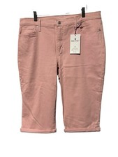 NWT WOMENS GLORIA VANDERBILT RIBBON PINK DENIM RAIL STRAIGHT CAPRI SIZE 16P