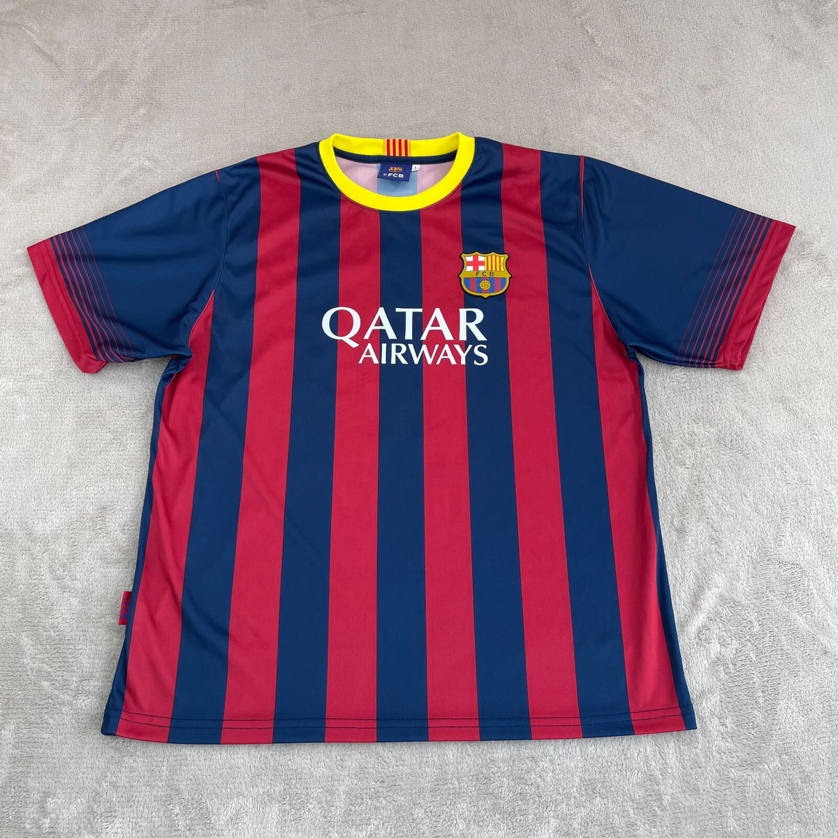 Barcelona FC Lionel Messi Soccer Jersey #10 Men Large FCB Qatar