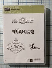 Stampin Up Vintage Verses Stamp Set Red Rubber Thank You Perfection Love LOWSHIP