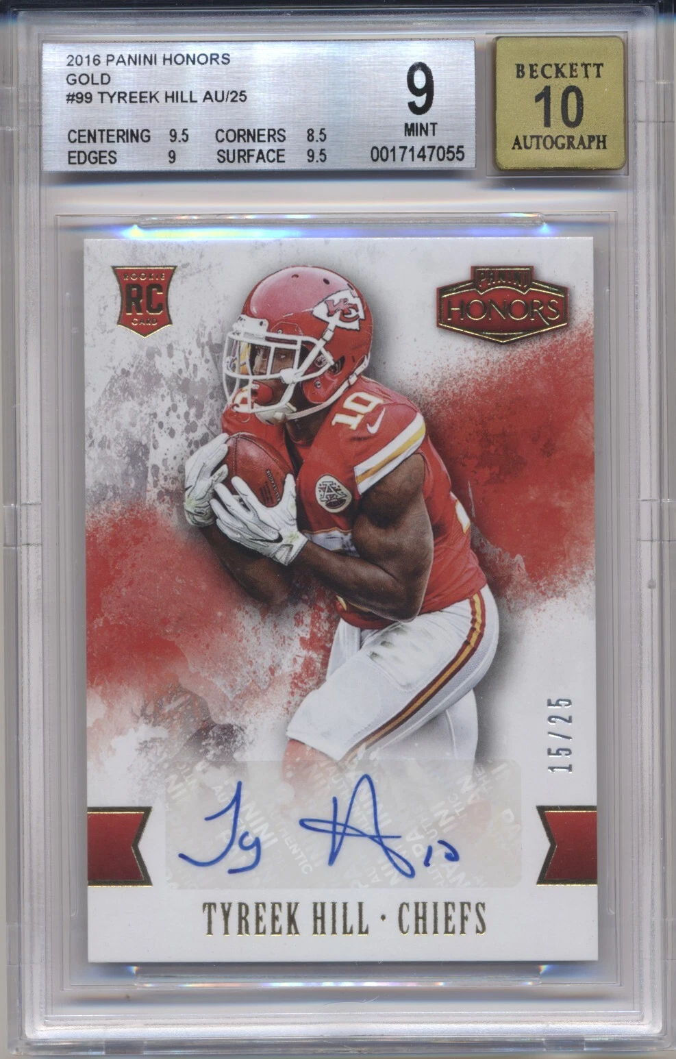 Tyreek Hill Panini Honors #99 Autograph-Gold