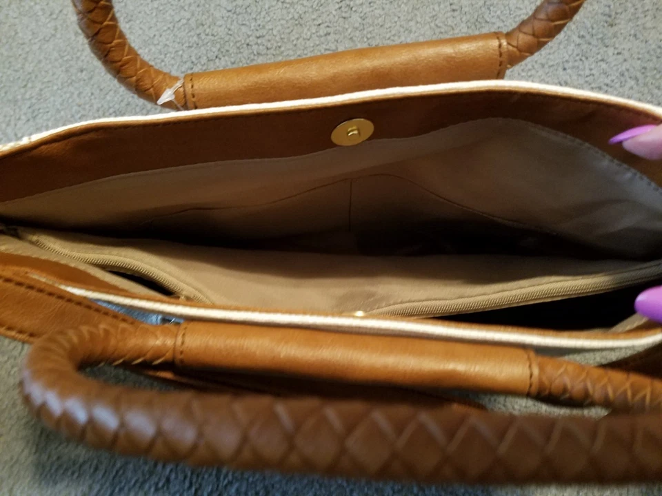 Nuevo Bolso Bandolera Reliquia Tropical Marrón Tostado Adornado Fiona Palmeras Floral Foto 4 de 4