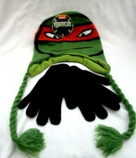 TMNT Teenager Mutant Ninja Turtles Michelangelo Laplander Beanie Knitted Gloves