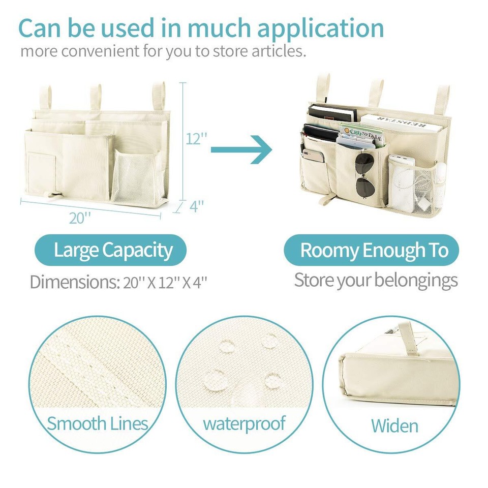 Bunk Bed Organizer, Bedside Caddy Hanging Bed Organizer Storage Bag 8